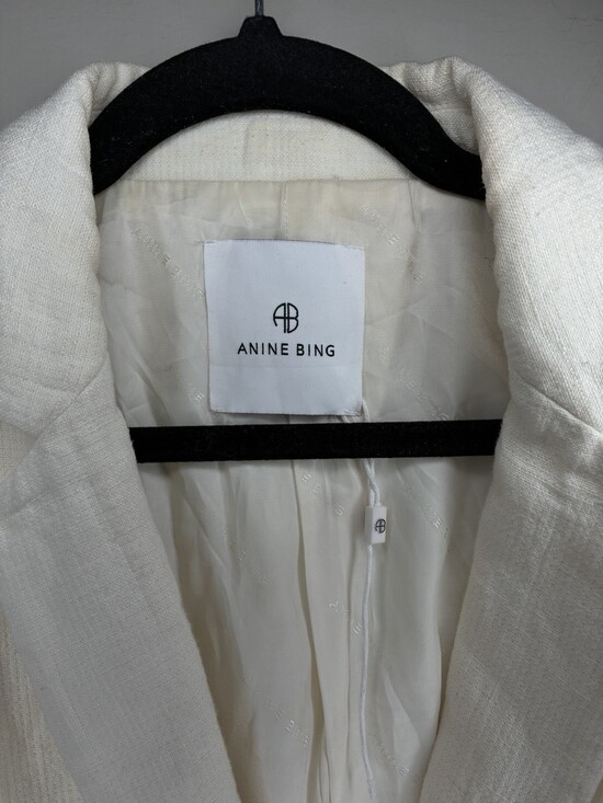 Anine Bing 100% Linen Quinn Blazer in Eggshell Cream Size Large - Picture 4 of 10